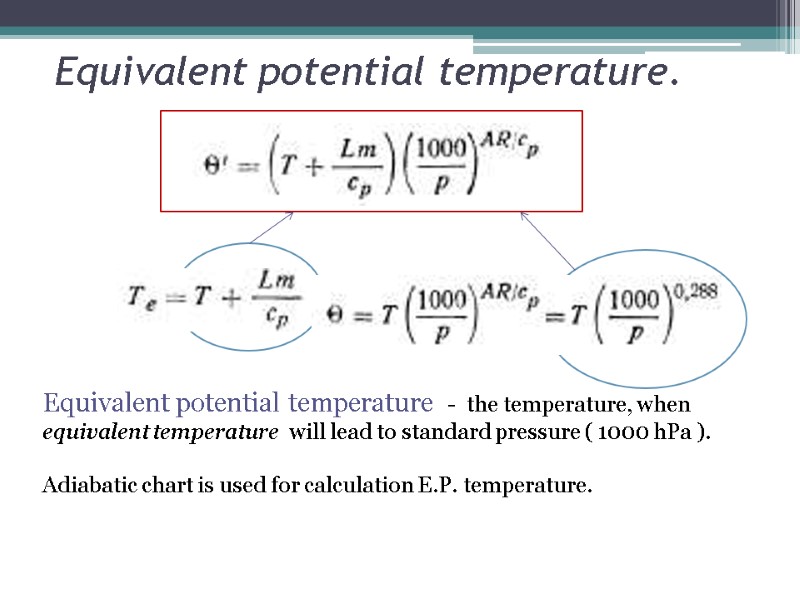 Equivalent potential temperature. Equivalent potential temperature  -  the temperature, when equivalent temperature